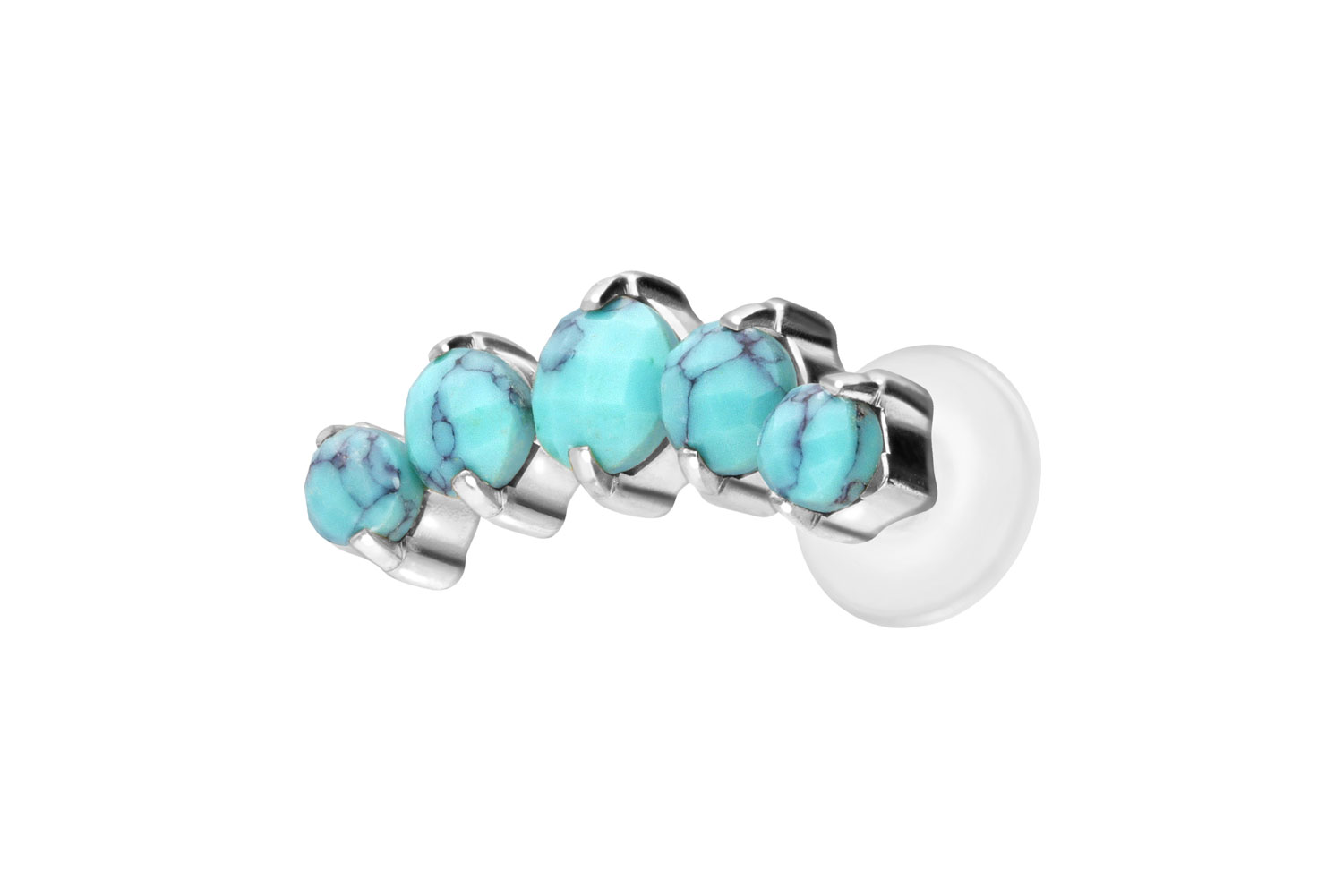 PTFE Labret Piercing mit Innengewinde + Titan-Aufsatz 5 SYNTHETISCHE TÜRKISE